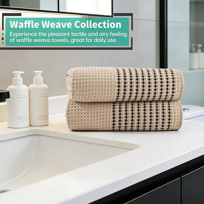 MICROFI New Microfiber Waffle Bath Towels, 2 Pieces, Soft, Absorbent, Fast Drying, Lint Free 430 GSM (30''x60''/76cm x 152cm)