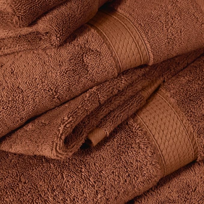 SUPERIOR Egyptian Cotton Ultra Plush & Absorbent, 6 Piece Set, Rust | Quick Dry, Soft Luxury Towel Set, Bath Essentials, Guest Bath, Spa, 2 Bath, 2 Hand, 2 Face Towels, Madeline Towels