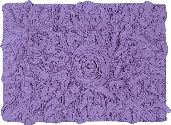 Home Weavers Bell Flower Collection 100% Cotton Tufted Bath Rugs, Extra Soft and Absorbent Bath Rugs, Non-Slip Bath Mats, Machine Washable, Bath Mats for Bathroom Floor, 17"x24" Rectangle, Purple