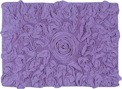 Home Weavers Bell Flower Collection 100% Cotton Tufted Bath Rugs, Extra Soft and Absorbent Bath Rugs, Non-Slip Bath Mats, Machine Washable, Bath Mats for Bathroom Floor, 17"x24" Rectangle, Purple