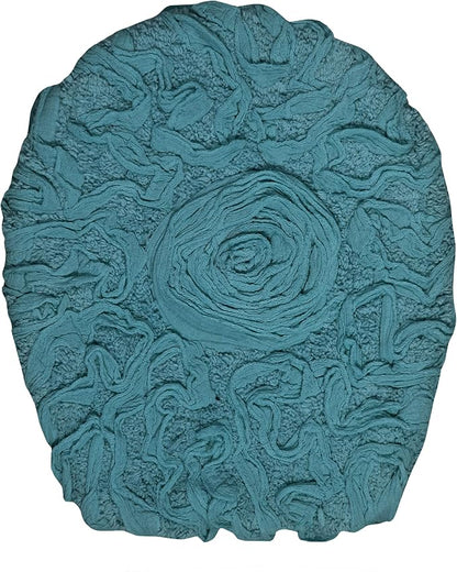 Home Weavers Bell Flower Toilet Lid Cover – 18"x18", 100% Cotton Tufted, Soft & Absorbent, Non-Slip, Machine Washable Bathroom Seat Cover, Blue