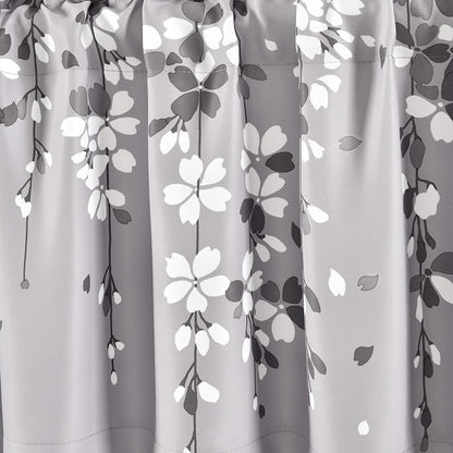 Lush Decor Weeping Flower Light Filtering Valance, 52" W x 18" L + 2" Header, Gray - Floral Curtains - Valance Curtains - Bathroom & Kitchen Valances for Windows - Cottage & Farmhouse Home Decor
