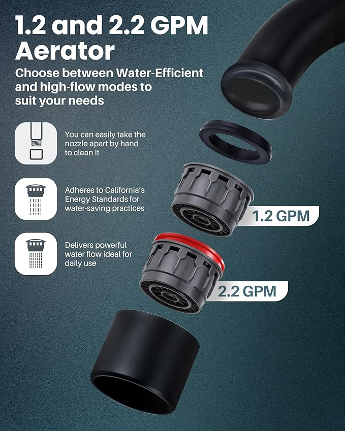 ARCORA Matte Black Bathroom Faucet, 4 Inch Centerset Bathroom Sink Faucet with Drain Assembly and Supply Hoses, 2 Handle Basin Faucet