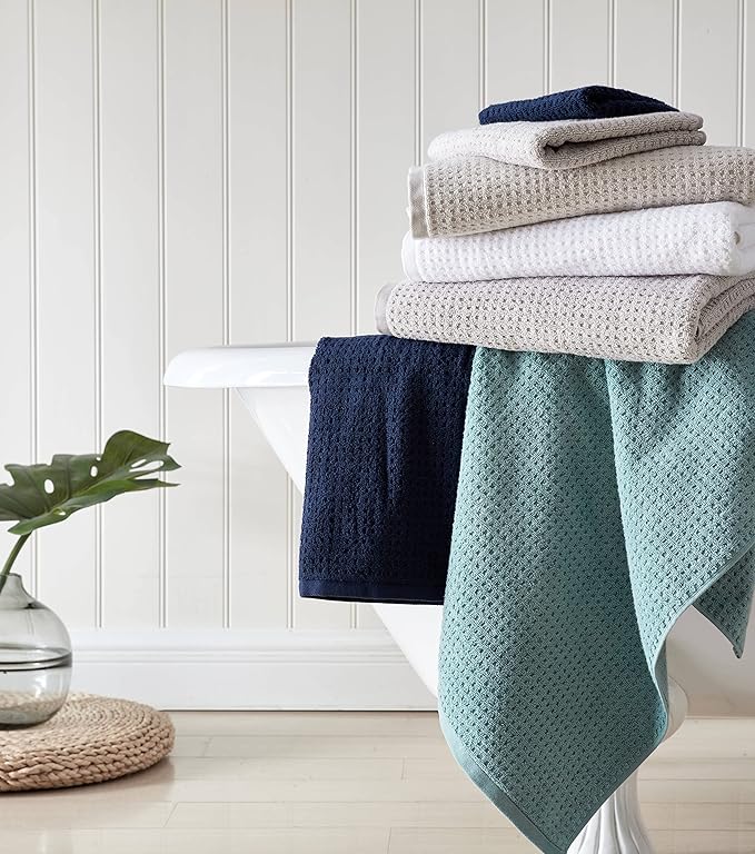 Tommy Bahama - Bath Towels, Highly Absorbent Cotton Bathroom Decor, Low Linting & Fade Resistant, Oeko-Tex Certified (Northern Pacific White, 6-Piece)