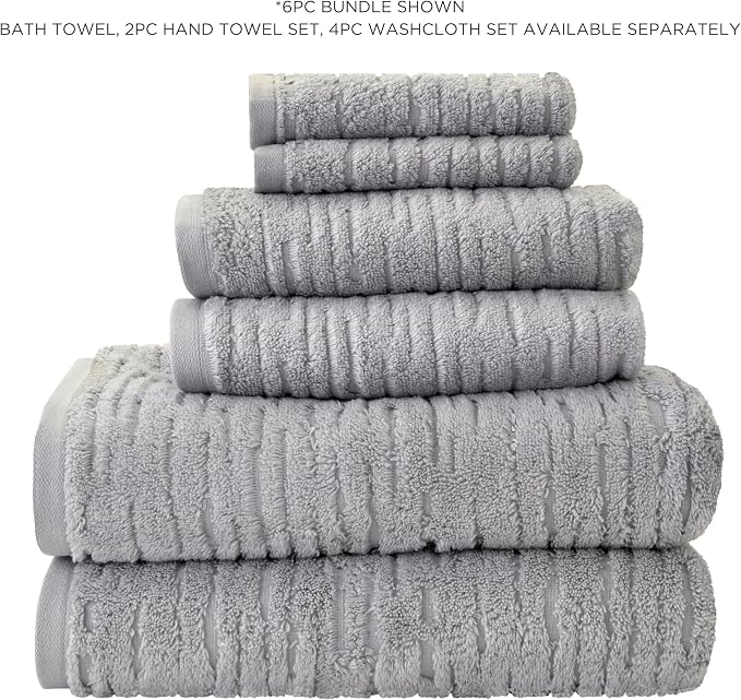 SKL Home CloudSoft Bath Towel, 100% Cotton Luxury, Gray | Premium spa-level quality. 600 GSM weight. Ultra plush & absorbent.