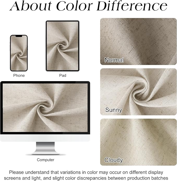 Light Tan Linen Shower Curtain, Cloth Textured Fabric Shower Curtain Set with Hooks, Simple Elegant Modern Farmhouse Country Ultra Thick Bath Curtains for Bathroom,Water Repellent,72x90