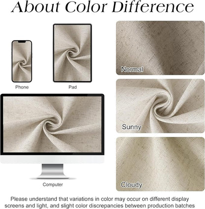 Light Tan Linen Shower Curtain, Cloth Textured Fabric Shower Curtain Set with Hooks, Simple Elegant Modern Farmhouse Country Ultra Thick Bath Curtains for Bathroom,Water Repellent,72x90