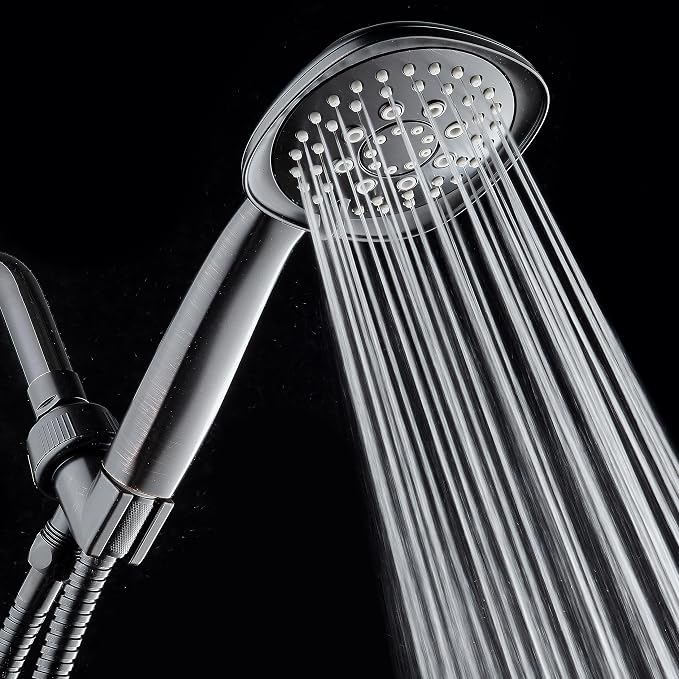 AquaDance, Oil-Rubbed Bronze Luxury Square 6-setting High-Pressure Hand Extra-Long 72" Stainless Steel Hose, Bracket, Solid Brass Fittings, Finish. Premium Handheld Shower Head from Top American
