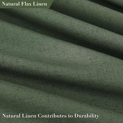 Olive Green Boho Linen Shower Curtain for Bathroom Luxury Fancy Modern Rustic Fabric Shower Curtain Set with Hooks Farmhouse Hotel Style Bath Accessories Decor Water Repellent 72x72