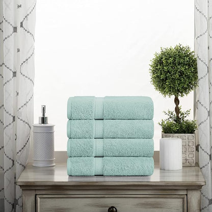 SUPERIOR Egyptian Cotton Plush & Absorbent, Hand Towel Set of 4, Sea Foam | Quick Dry, Soft Luxury Towel Set, Bath Essentials for Bathroom, Guest Bath, Spa, 4 Piece Set, Madeline Towels