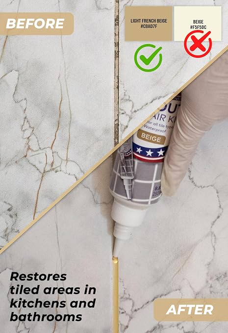 Grout Repair Kit, Beige, Fast Drying Sealer, 8.8 oz | Tile Filler; Restore & Renew