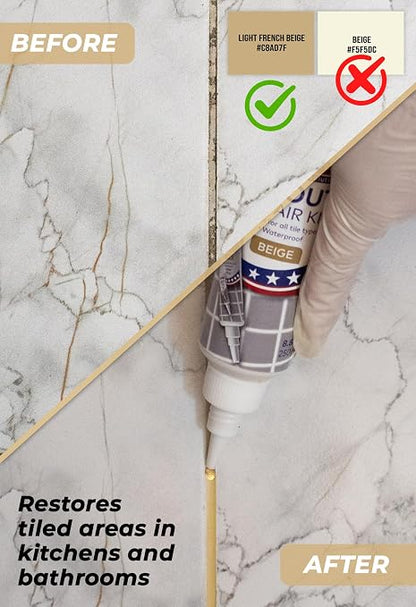 Grout Repair Kit, Beige, Fast Drying Sealer, 8.8 oz | Tile Filler; Restore & Renew