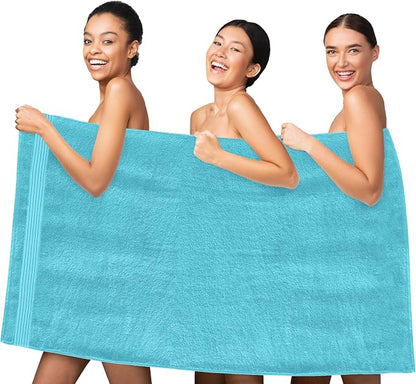 Elegant Comfort Premium Turkish Cotton 1 Piece Jumbo Bath Towel - 35 x 70 inch, Luxurious Hotel Spa Quality 100% Turkish Cotton Large Bath Towel - Highly Absorbent - Soft Bathroom Towel, Aqua