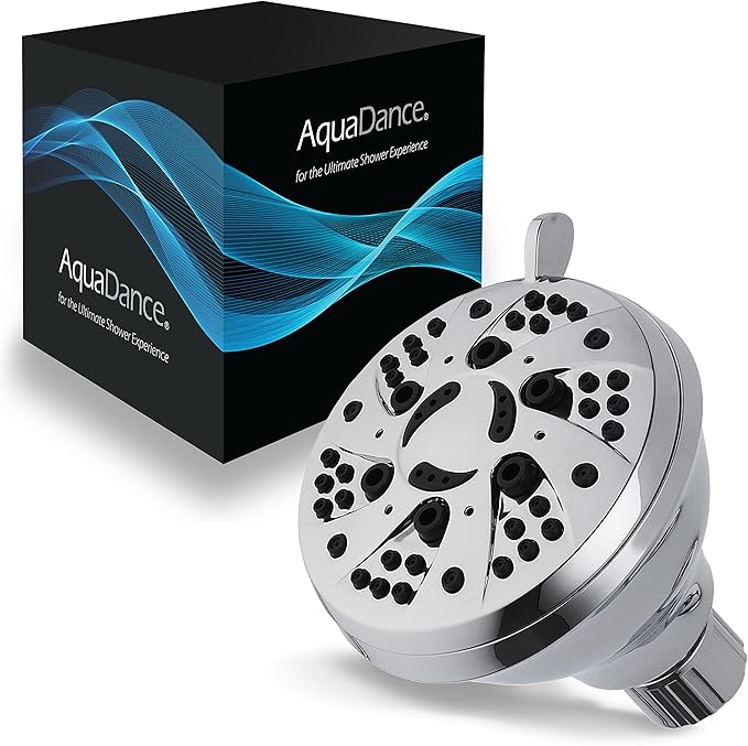 AquaDance Chrome Finish 6-Setting Shower Head for Maximum Power. Enjoy 1.8 GPM Spiral High Performance Luxury Even Under Low Water Pressure