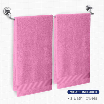 Elegant Comfort Premium Turkish Cotton 2 Pack Bath Towel Set - 27 x 54 inch, Luxurious Hotel Spa Quality 100% Turkish Cotton 2PC Bath Towel Set - Highly Absorbent - Soft Bathroom Towels, Light Pink