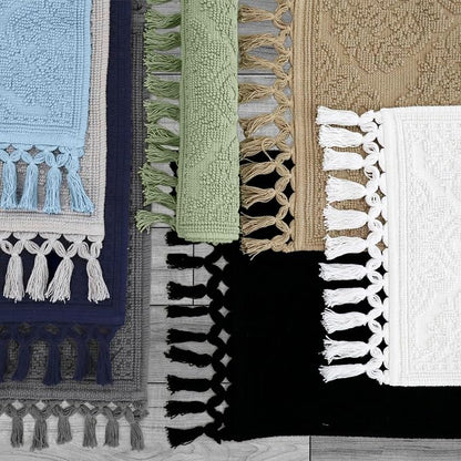 Jean Pierre - Ricardo Bath Mat, Woven Fringe Bathroom Rugs, 100% Cotton, Premium Bathroom Decor - Measures 27" x 52" - Ivory