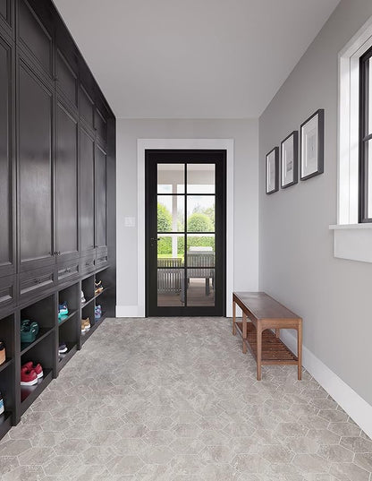 Daltile Perpetuo 8" Hexagon Marble Look Porcelain Floor Tile in Matte Eternal Grey for Kitchen, Bathroom, Living Room Floors | (25 PC Per Carton) (9.37 SQFT Per Carton)