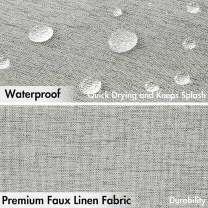 MIULEE Light Grey Scalloped Linen Shower Curtain 72x72 Inches | Linen Textured, Waterproof, Washable, 12 Metal Hooks, Heavy Duty Cloth, Black Border, Shower Curtain for Bathroom Bathtub