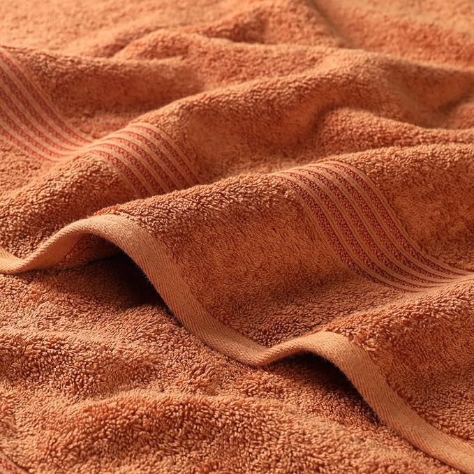Superior Egyptian Cotton 8-Piece Towel Set, Assorted Towels for Home Bathroom, Master Bath, Decor Essentials, Includes 2 Bath, 2 Hand, 4 Face Towels/Washcloths, Quick Dry, Absorbent, Caramel Brown