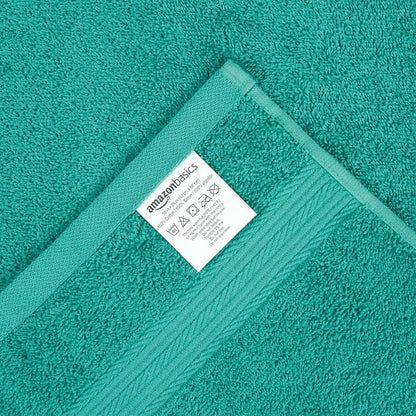 Amazon Basics Fade-Resistant 100% Cotton Hand Towels for Bathroom, Soft Absorbent, 26 x 16 inches, Teal, 6-Pack