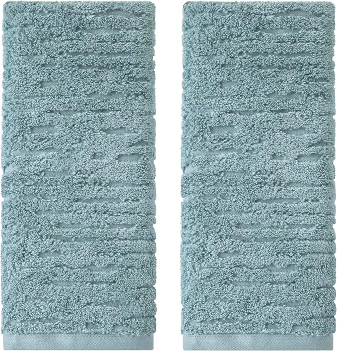 SKL Home CloudSoft Hand Towel Set, 2-Piece, 100% Cotton Luxury, Teal | Premium spa-level quality. 600 GSM weight. Ultra plush & absorbent. For use in the bathroom, kitchen, bar or any sink space.