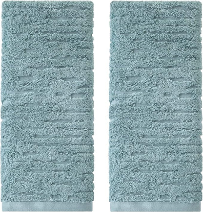 SKL Home CloudSoft Hand Towel Set, 2-Piece, 100% Cotton Luxury, Teal | Premium spa-level quality. 600 GSM weight. Ultra plush & absorbent. For use in the bathroom, kitchen, bar or any sink space.
