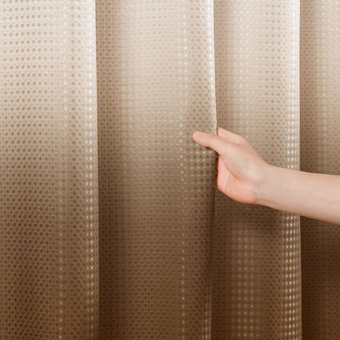 Shower Curtain 72 inches Long 6FT for Bathroom 1 Panel Brown | Ombre Waffle, Shower Curtains with Hook, Water Repellent, Boho Farmhouse, Simple Modern Bath Decor, 72x72