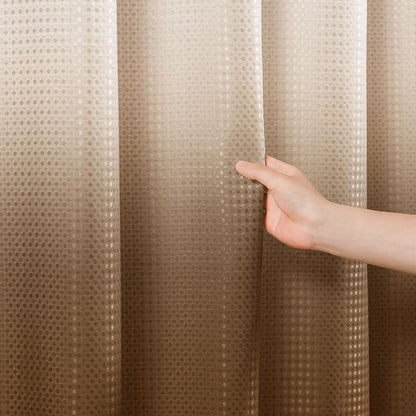 Shower Curtain 72 inches Long 6FT for Bathroom 1 Panel Brown | Ombre Waffle, Shower Curtains with Hook, Water Repellent, Boho Farmhouse, Simple Modern Bath Decor, 72x72