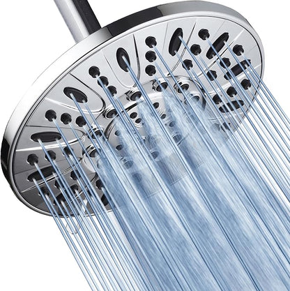 AquaDance High Pressure 6-Setting, 7" Rainfall Shower Head – Tested to Meet US Quality Standards, Angle-Adjustable, with Tool-Free Installation – Chrome Finish | Angle Adjustable with Extra-wide Flow Coverage & High Precision Anti-clog Nozzles. Tool-Fr...