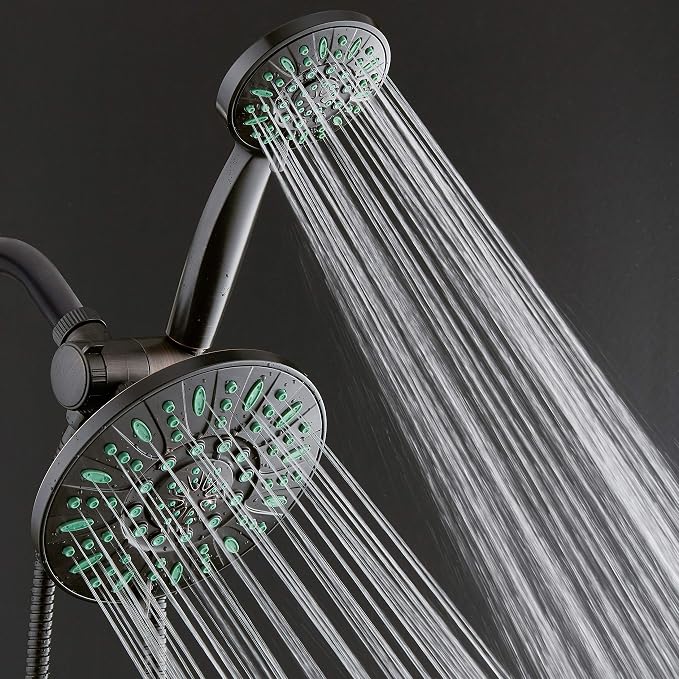 AquaDance Antimicrobial High Pressure 7" Rain & Handheld Shower Head Combo | Enjoy More Power & Better Shower Hygiene with Lifetime Antimicribial Nozzle Protection from Mold, Mildew & Bacteria - Bronze
