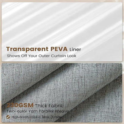 BTTN Stall 3 in 1 Linen Textured Shower Curtain & Liner, 36x72, Grey/Gray | Half Size, 230GSM Heavy Duty Polyester, Waterproof Clear Liner, Weighted Hem, 6 Plastic Hooks, Hotel Style, Machine Washable