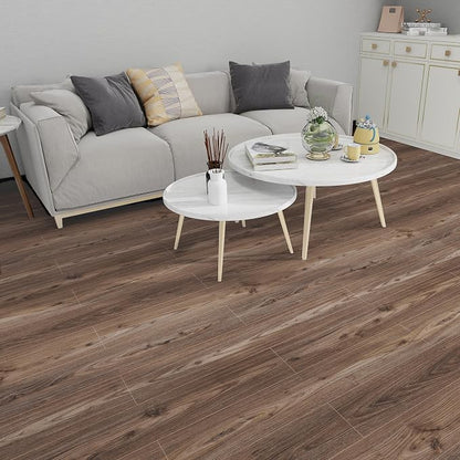 Lareko Peel and Stick Floor Tile, Waterproof Vinyl Plank Flooring | 12-Pack 18 Sq.Ft Self-Adhesive Laminate Vinyl Tiles,Realistic Wood Grain for DIY Bathroom, Laundry Room & Rental Upgrades