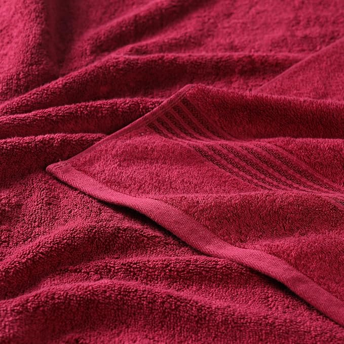 SUPERIOR Egyptian Cotton 3-Piece Towel Set, Basic Towels for Bathroom, Home Decor, Guest Bath, Shower, Apartment, Included 1 Face, 1 Hand, 1 Bath Towel, Washcloth, Quick Dry, Burgundy