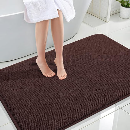 OLANLY Memory Foam Large Bathroom Rugs 47x32, Absorbent Bath Mat, Brown | Soft Quick Dry Bath Rugs, Non-Slip Carpet, Machine Washable Mat for Bathroom Floor, Tub and Shower, Home Decor Accessories