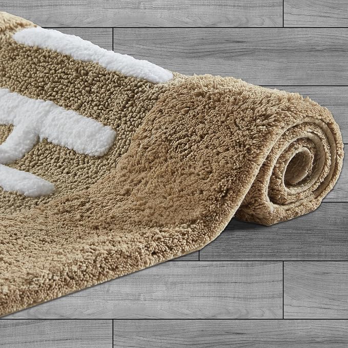 Cotton Bath Rug - Soft Cotton Bath Mat - Bathroom Decor - Water Absorbent and Machine Washable - Measures 21"x34" - His- Linen