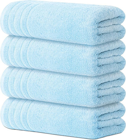Avalon Towels Bath Towels Set of 4, Size 30 x 60 Inches - 60% Cotton, 40% Viscose Made from Bamboo, Soft and Absorbent, Thin and Quick Drying, Lightweight, Perfect for Daily Use