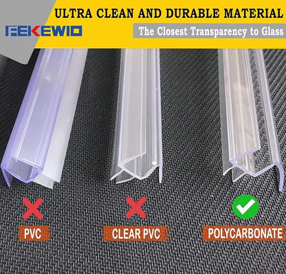 Shower Door Seal Strip Kits Set of 3 Polycarbonate Include 2 PCS 80" Side Seals and 1 PCS 36" Bottom Seal for 1/2"(12mm) Thick Glass
