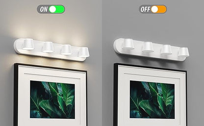 URSOLA 4 Light Bathroom Vanity Light LED White Wall Light Fixtures Up and Down Rotatable Dimmable 27 inch Bathroom Lighting