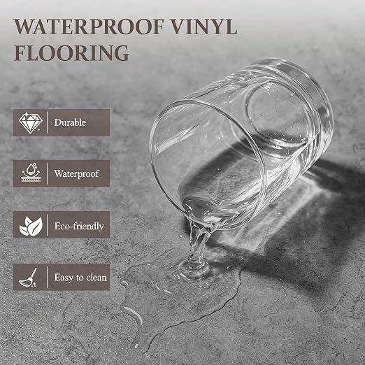 DEXDE Peel and Stick Floor Tile Dark Gray Waterproof Marble, 2FTx2FT 20 PC | Waterproof Self-adhesive Vinyl Tiles 80 Sq.Ft (20 Large 24x24 Pack), Vinyl Flooring for Bathroom Kitchen DIY Upgrades