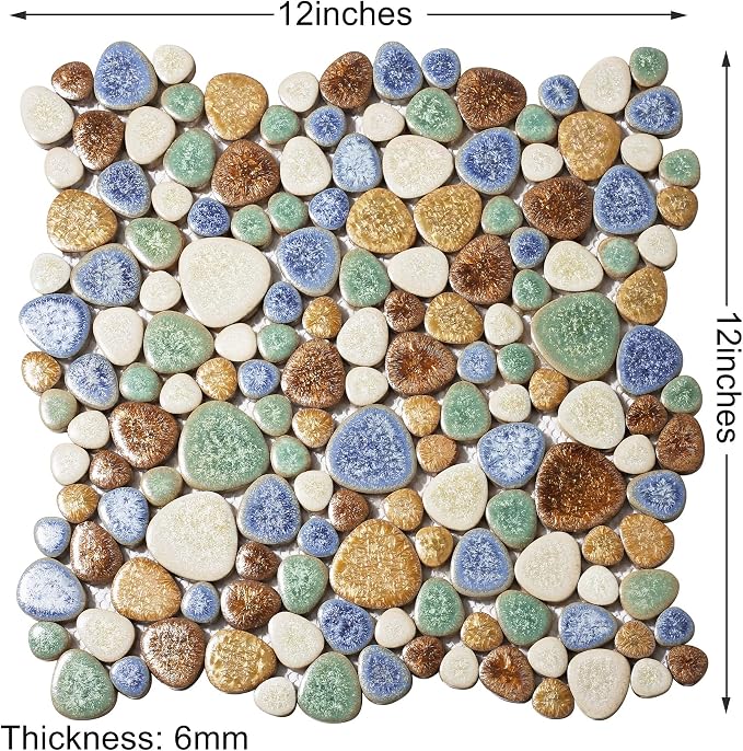 Matte Pebble Tiles for Shower Floor Mosaic Tile for Bathroom Wall Backsplash Floor Non Slip [5 Sheets]