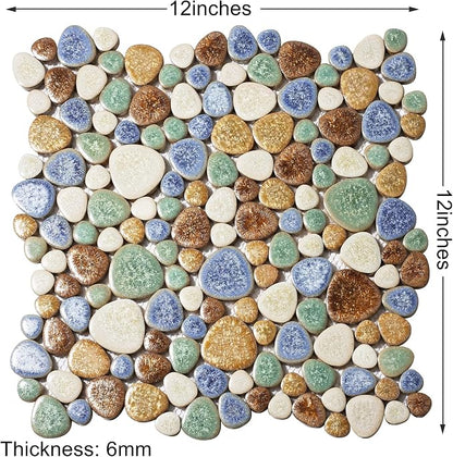 Matte Pebble Tiles for Shower Floor Mosaic Tile for Bathroom Wall Backsplash Floor Non Slip [5 Sheets]