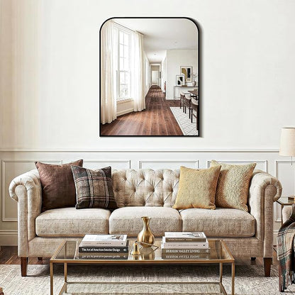 Black Bathroom Vanity Mirror 36x30 Inch, Metal Framed | HD Tempered Glass, Bathroom Mirror for over Sink, Living Room, Bedroom, Entryway, Mantel, Fireplace, Wall Mounted