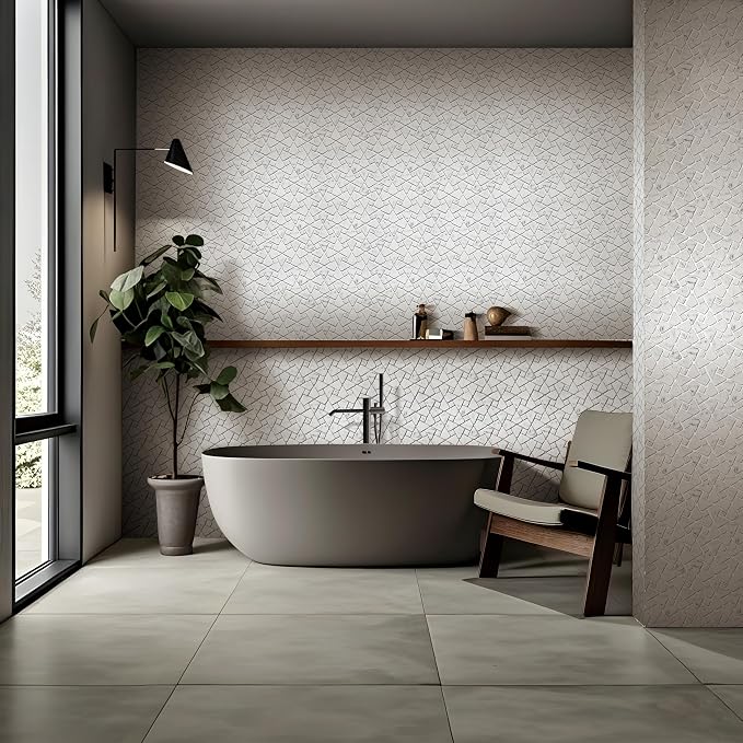 5 Sheets Square Marble Mosaic Wall and Floor Tiles for Bathroom and Kitchen 12.2 * 12.2 Inches 1.03 sq.ft