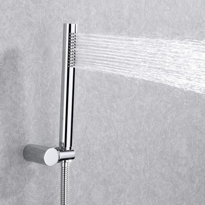SUMERAIN Bathroom Rain Shower System with 8" Rain Shower Head | Wall Mounted, Brass Hand Shower, Rough in Valve Included, Concealed Box Design, Easy to Maintain and Install