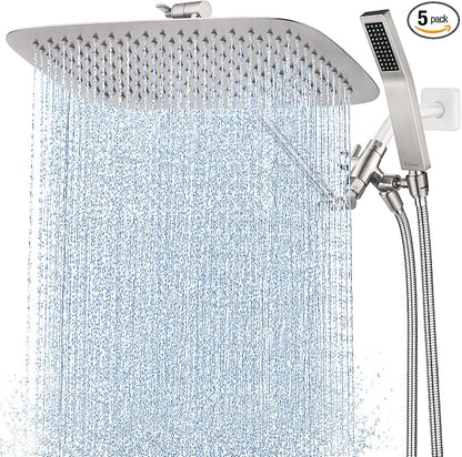 G-Promise All Metal 16" Rain Shower Head with Handheld for Bathroom Upgrade | All Metal, Built to Last, Easy Install, Adjustable Height & Angle for All Heights, Extra Long Hose, Modern Upgrade