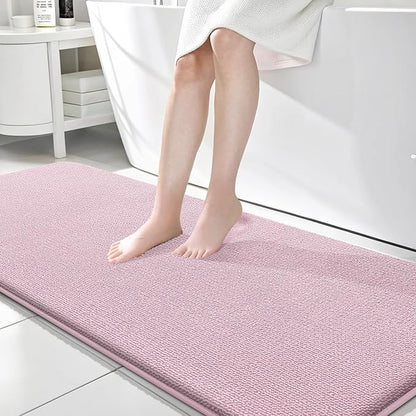 OLANLY Memory Foam Bathroom Runner Rugs 70x24, Long Bath Mats, Dusty Rose | Soft Quick Dry Bath Rugs, Non-Slip, Absorbent Machine Washable Mat for Bathroom Floor, Tub and Shower, Home Decor Accessories