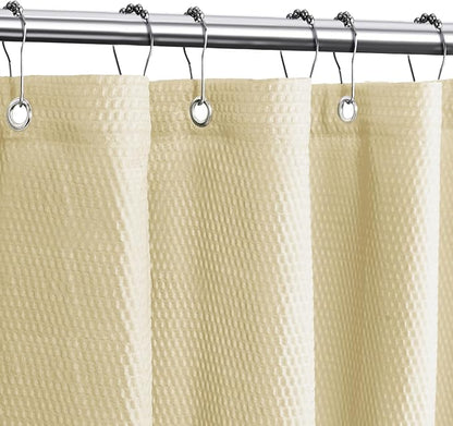 Tititex Solid Beige Cloth Fabric Shower Curtain Liner with 2 Magnets - Texture Soft Hotel Quality Waterproof Shower Liner, Light-Weight & Machine Washable 36x72 inch
