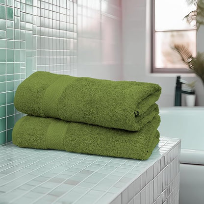 Large Bath Towels Set of 6 – 100% Cotton Terry – 24" x 50" – Quick Dry, Soft & Highly Absorbent – Forest Green Towels for Bathroom, Gym, Spa, Pool & Daily Use