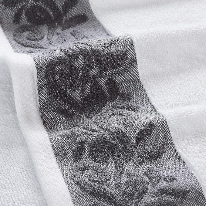 Modern Threads 600 GSM 6-Piece Towel Set with Filgree Jacquard Border Taupe