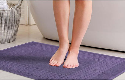 Superior Hotel & Spa Quality Bath Mat Set of 2, Made of Long-Staple Combed Cotton, Durable and Washable 100% Cotton Bathroom Mat 2-Pack, Royal Purple, 22" x 35"